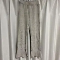 リブ編み ワッフル　スリット　フレアパンツ