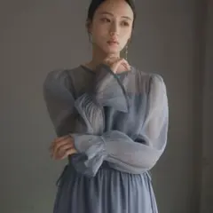 GIRL オーガンジー切替シフォン マーメイド ワンピ オケージョン S 低身長