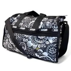 レスポートサック　ボストンバッグ　2way モノクロ　花柄　ポーチ付き