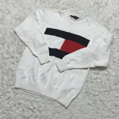 【c6656】トミーヒルフィガー　ニット　セーター　長袖　ホワイト