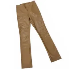 極美品 BEIGE, ベイジ 裏起毛 フェイクレザー レギンスパンツ キャメル