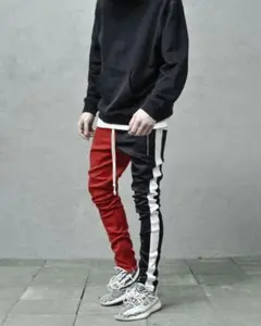 【残り3点】ジョガーパンツラインパンツ　ジャージ　ポケット付　ジッパー　タイZ