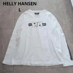 HELLY HANSEN 長袖 カットソー 白 L ロゴ Tシャツ 綿100%のサムネイル