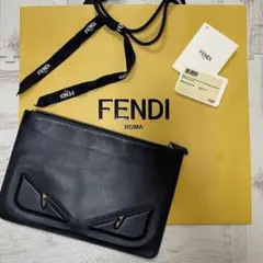 フェンディ✨バグズアイ モンスター 本革 レザー 黒 クラッチバッグ