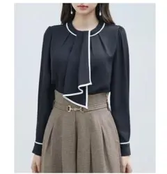 レディース　ブラウス　2way ボウタイ　長袖 オフィスカジュアル バイカラー