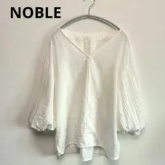 NOBLE】ノーブル 袖ケシプリーツバルーンブラウス Vネック プル