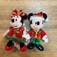 ミッキー ミニー　ぬいぐるみバッジ　キーホルダー　2014 冬　クリスマス