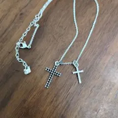 シルバー925 クロスネックレス スワロフスキー