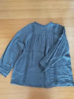 サマンサモスモス　繊細レースブラウス　前後着 チャコールグレー