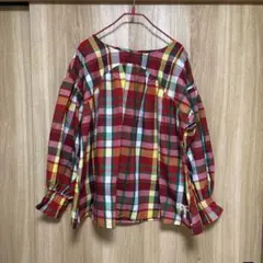 person's チェック柄 長袖ブラウス リボン刺繍のサムネイル