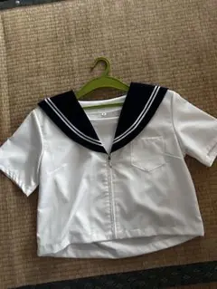 セーラー服 上着 半袖 ホワイト×ネイビー M