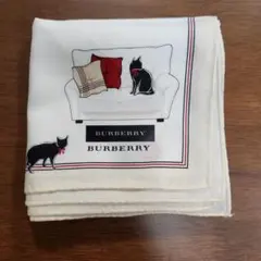 BURBERRY 猫とソファのハンカチ新品
