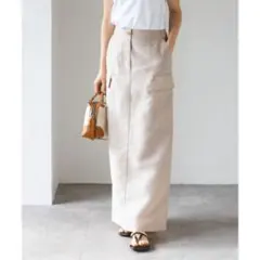 NOBLE　25ss　ミルキーシアーカーゴロングスカート　ベージュのサムネイル