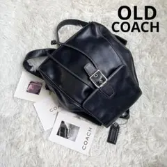 極美品 COACH オールドコーチ 黒 ブラック 巾着 フラップ flap 革のサムネイル