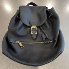 coach 黒レザー フラップ付きバックパック