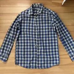 ユニクロ　ブルーチェック柄　長袖シャツ　Mサイズ