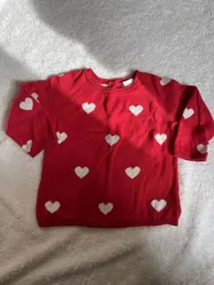 H&M ハートドット柄　セーター　レッド　6-9M