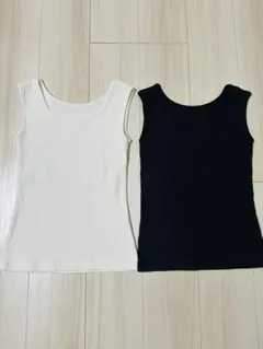 NOLLEY'S リブタンクトップ 2枚セット ホワイト ブラックのサムネイル