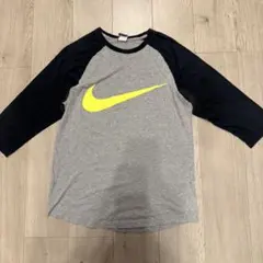 NIKE ラグラン Tシャツ グレー×黒 ネオンイエローロゴ L ナイキ　長袖のサムネイル