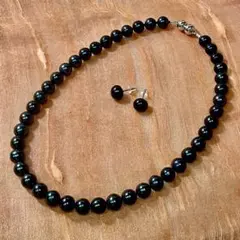 ブラックパール ネックレス ピアス　2点セット