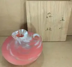 ▼藤田喬平 花瓶　手吹　ガラス　フラワーベース　箱付き ▽藤田喬平 花瓶 手吹 ガラス フラワーベース 箱付き ▽藤田喬平