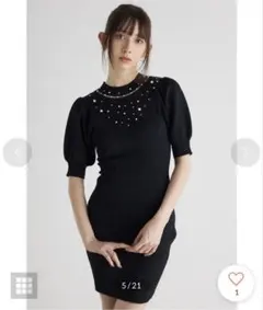 rienda 2WAYネックリボンフェイクパールミニワンピブラック 黒