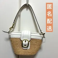 【COACH】コーチ カゴバッグ ミニハンドバッグ ホワイト白 ワンショルダー