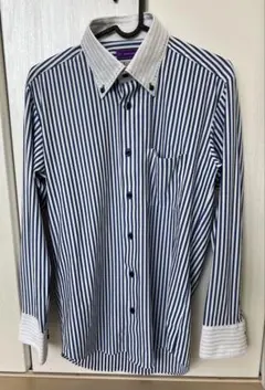 PSFA i-shirts アイシャツ ワイシャツ ストライプ ブルー M