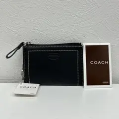 新品 COACH コーチ キーリング付き コインケース カードケース レザー 黒のサムネイル