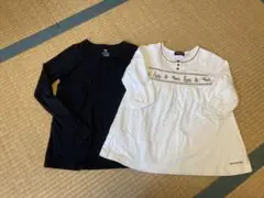 ポンポネット・H&M 白と黒の長袖Tシャツ2枚セット