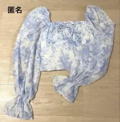 【匿名】花柄 パフスリーブ ブラウス（ブルー）XINYUのサムネイル