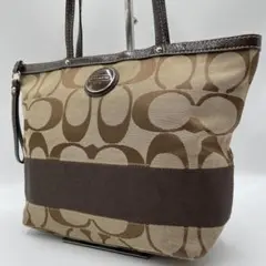 良品 COACH ショルダーバッグ キャンバス ブラウン 斜め掛け