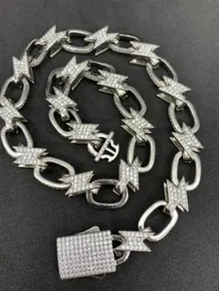 サンダー 雷 カミナリ リンク ネックレス ブリンブリン シルバー パンクロック