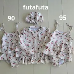 futafuta 水着　さくらんぼ　ラッシュガード　スイムキャップ　4点セット