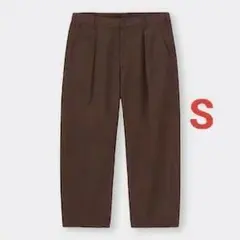 GU カーブタックアンクルパンツ S ブラウン 茶色