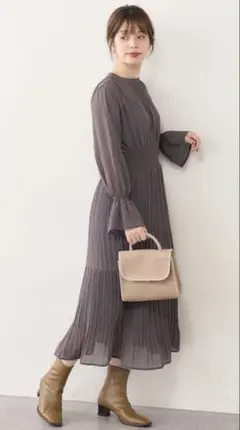 natural couture グレー ワンピース 長袖