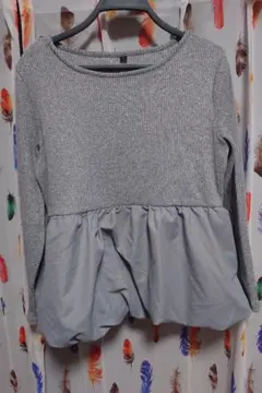 極美品☆1度だけ着用/ロンT×ブラウス系切り替えトップス春秋Lサイズ
