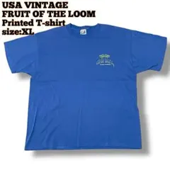 USA古着 FRUIT OF THE LOOM プリントTシャツ カニ ブルー