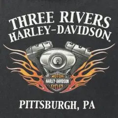 00s Harley-Davidson Tシャツ スカル ドクロ ファイヤー