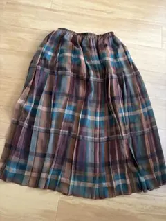 チェック柄プリーツロングスカート