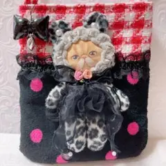 着ぐるみクム君サコシュ　コヤンイサムチョン　ピンクドットボア&ギンガムツイード