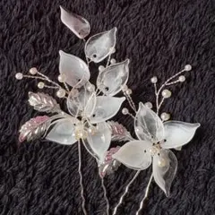 お花 パール ヘアアクセ 髪飾り セレモニー 結婚式 入学式 2個セット