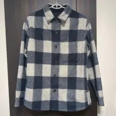 ユニクロ オーバー シャツ ジャケット ブルー チェック ネイビー Lサイズ