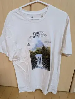 adidas THREE STRIPE LIFE Tシャツ Mサイズ ホワイト