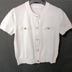 GU オフホワイト ショートスリーブ カーディガン　サイズМ