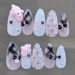 キルティング♡チェック柄 くまたん ハート リボン