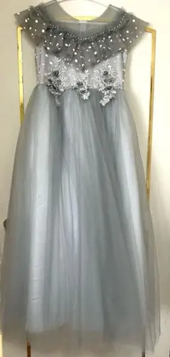 上品！シルバーグレー フォーマルドレス ピアノ発表会　160