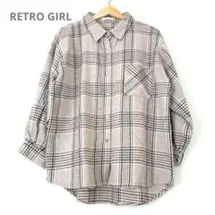 【RETRO GIRL】レトロガール チェックシャツ/フリーサイズ/ベージュ系