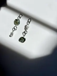 グリーン×パール×シルバーのキレイなピアスorイヤリング☺︎