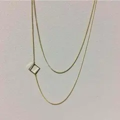 シンプルスクエア2連ネックレス♪